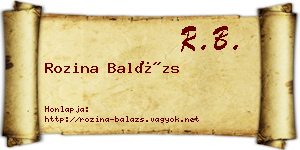 Rozina Balázs névjegykártya
